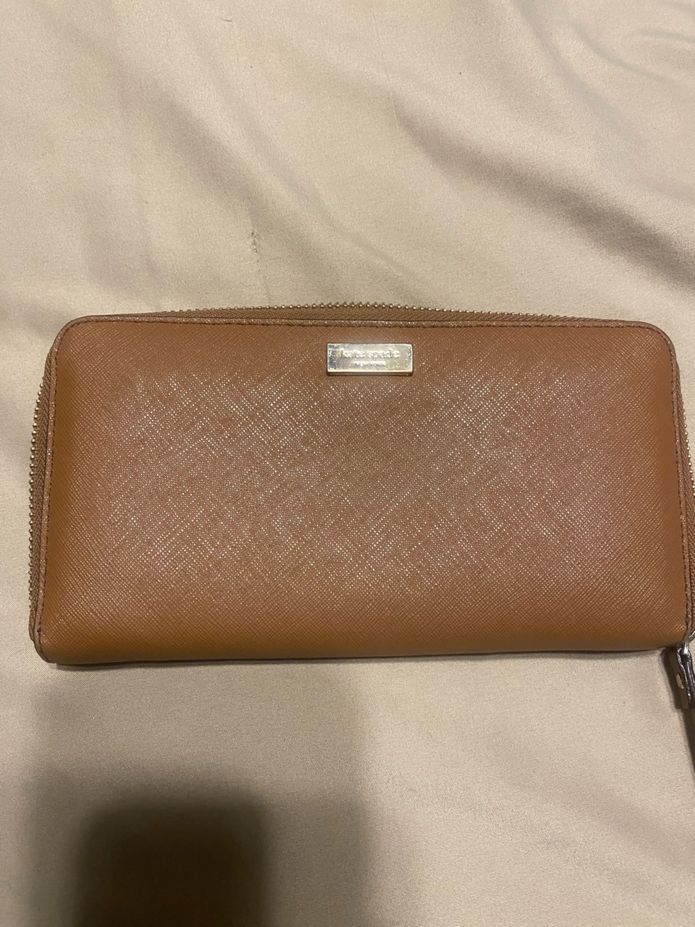 kate spade Cognac Zip-Around Leather Wallet